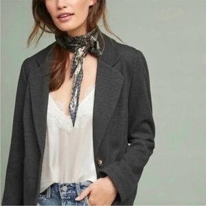Anthropologie Cartonnier Dark Heather Grey Blazer Jacket Size 12